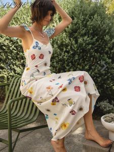 Casual jurken bloemenprint mouwloze jurk voor vrouw zomerbuis top backless slip elegant lang vrouwelijk 2023 vakantie heuppakket gewaad