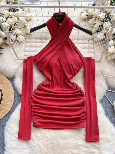 Robes décontractées Robe rouge mousse pour femmes Fashion Spring été sexy