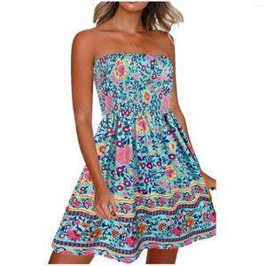 Casual jurken voor zomer 2023 dames off -schouder bodycon jurk y2k buis strapless mini floral print boho strand