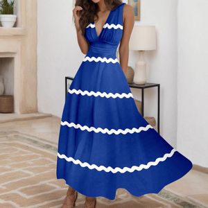 Vestidos casuales para mujeres 2024 Summer Sexy Deep V Cuello Formal Formal Maneco Largo Vestido Camper Swing Swing Vestidos de Fiesta