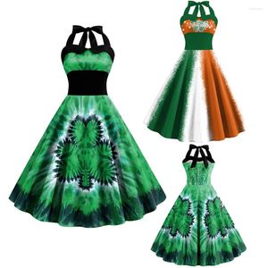 Casual jurken voor vrouwen Irish St Patricks Day Shamrock Tie Dye Clover vrouw uit Flared Green Tunic Party Dress Vestidos Para Mujer