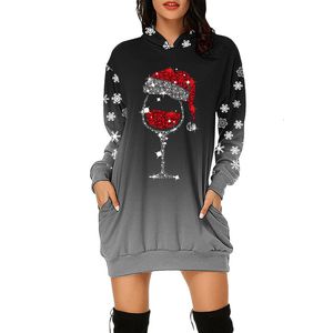 Casual jurken voor vrouwen bedrukte pailletten met lange mouwen Mini Jurk Loose Mode Loose Fashion Christmas Costumes 221121