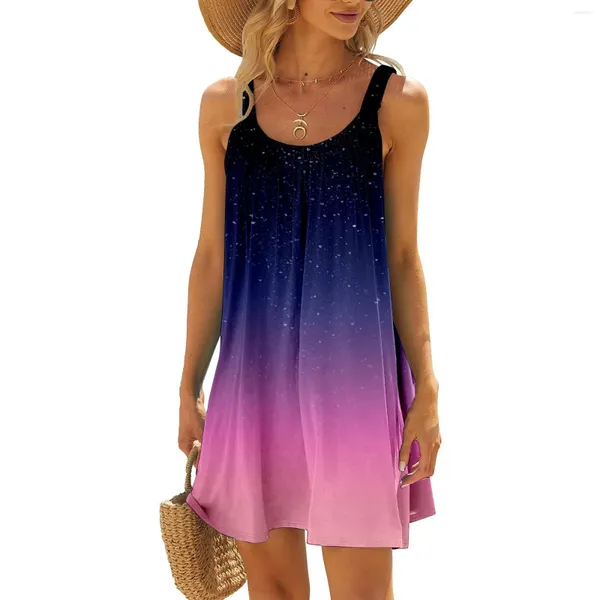 Vestidos informales para mujeres Summer Summer Plus Sall Beach Maneveless Colorido Colorido Impreso en venta Liquidación