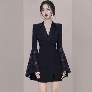 Vestidos casuales Formal Jacquard High-end Royal Sister Suit Dress 2023 Otoño Mujeres Advanced Black Strange Things