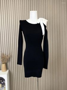 Robes décontractées française élégance femmes robe féerie noire mode automne hiver vintage robe de bal arc kpop 2000 est esthétique douce formelle