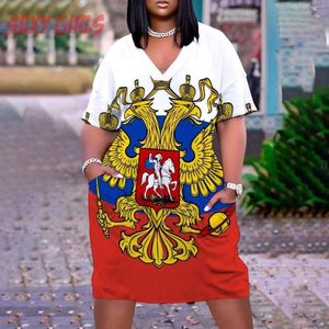 Robes décontractées français russe USA drapeau élégant pour les femmes été femme 2023 Sexy robe femmes fête soirée vêtements