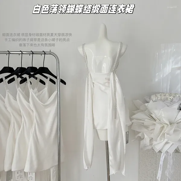 Robes décontractées française sexy blanc goussay