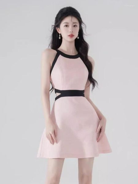 Vestidos casuales franceses pequeñas fragancias abreviadas para mujeres 2023 Corea elegante Fashion Sweet Chic Summer Destino Vestidos Rente Femme