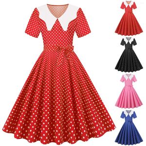 Casual Jurken Franse Vintage Effen Jurk Vrouwen 2024 Zomer Retro 50 S 60 S Pin Up Rockabilly Party Gewaad vestidos Voor