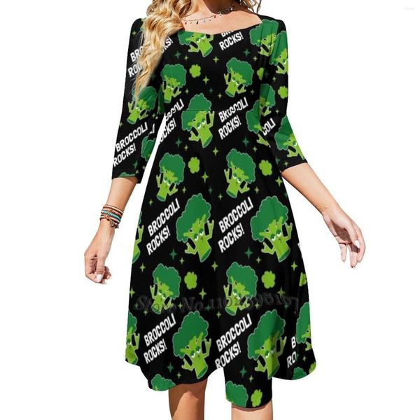 Robes décontractées Cadeaux végétaliens drôles - Roches de brocoli !Robe de soirée mi-longue Sexy pour femme, douce, une pièce, coréenne, j'aime le brocoli