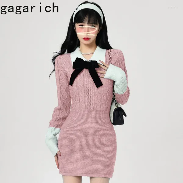 Robes décontractées Gagarich 2024 coréen doux robe tricotée femmes automne hiver style preppy pull à manches longues hip noël
