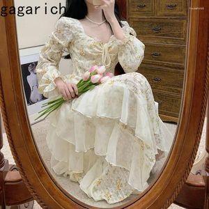 Robes décontractées Gagarich Femmes Vintage Robe 2024 Printemps d'été Floral Longue Français French Gentle Sweet Fairy Girl