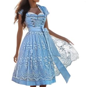 Vestidos casuales Alemania Oktoberfest Vestido vintage para mujer Manga corta Cerveza Escenario Rendimiento Robe Mujer Moda Tallas grandes