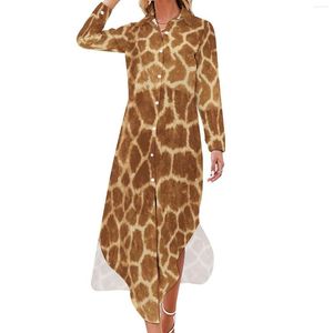 Casual Jurken Giraffe Huid Print Chiffon Jurk Sexy V-hals Animal Art Moderne Vrouwen Street Wear Cadeau Idee