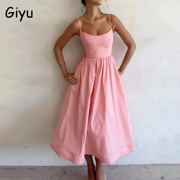 Vestidos informales Giyu Sexy Party Dress Women 2024 Summer elegante Fashion Fashion Spaghetti Strap Off Shoulder Backless Holiday Rata Femme