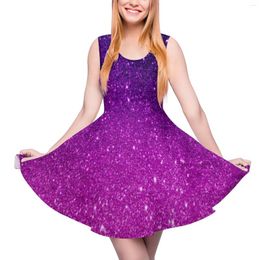 Casual jurken glitter printjurk magische paarse trendy mouwloze straatstijl skate dames Vestidos verjaardagscadeau