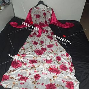 Vestidos informales de estampado floral brillante Mujeres satoradas Vestido de manga larga encaje suelto maxi talla grande para dormir túnica para dormir