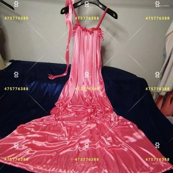 Vestidos informales para mujeres sexys y sexy satén satin seda larga v cuello sin mangas sin mangas no suelta bata para dormir