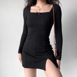Robes décontractées go girl sexy noire slim-fit