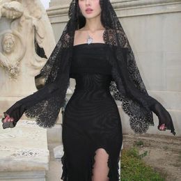 Vestidos casuales Goth Dark Off Hombro Centro comercial Fiesta gótica Midi Y2k Malla elegante Ver a través de vestido sexy Mujeres Grunge Split Ruffles Trajes