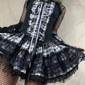 Casual jurken Goth kleding kleding vrouwen y2k vintage gotische sexy kanten trui