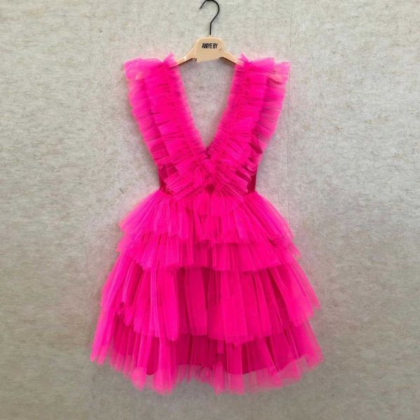 Robes décontractées Grass Green Mini Party Robes Lush Puffy à plusieurs niveaux Fuchsia Custom Made Tulle Robe de fête de bal Short Vestido de Curto Z0216