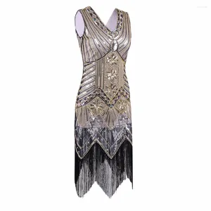 Casual jurken Great Gatsby vrouwen lovertjes V nek kralen flapper jaren 1920 vintage feest sexy club vestidos