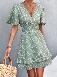 Robes décontractées Green Mini Robe Femme Summer Butterfly Sang sexy