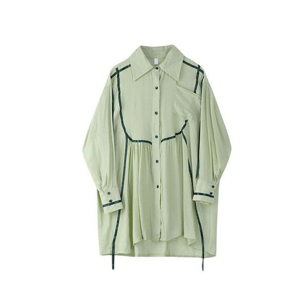 Robes décontractées Vert Femmes Coréen Mini Automne 2021 Collier à manches longues Femme Y2K Chemise Dresss Mode Streetwear Design