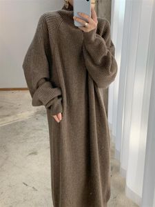 Robes décontractées automne gris tricot chaud femme épaisse 2023 Vêtements coréens hiver