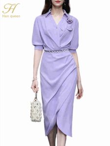 Casual jurken H Han Queen zomer onregelmatige hoge taille potloodjurk elegante en modieuze dames vergezichten werk casual feestshirt jurk G220526