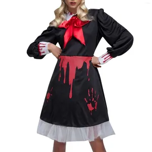 Casual jurken Halloween cosplay kostuum vrouwen jurk vrouwelijke bloedige student meisje bloed bevlekte vestidos festival partij rollenspel