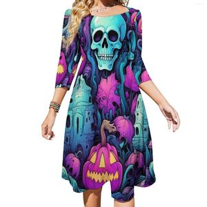 Robes décontractées Halloween Robe Summer Sexy Skulls and Pumpkins Festival Feme Feme Aesthetic Gift Oversized Gift