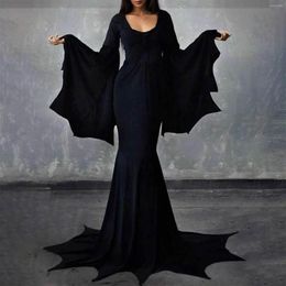 Robes décontractées Halloween Femmes Papillon À Manches Longues Moulante Gothique Mode Casplay Paquet Hanche Robe Longue Robe Sexy Robe Robe