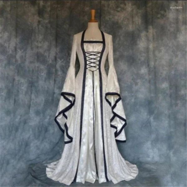Robes décontractées Halloween Femmes Robe surdimensionnée Vintage Gothique Médiéval Cosplay Carnaval Costume Robes Court Flare Manches