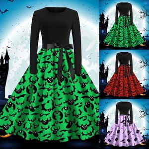 Robes décontractées Halloween Femmes Manches longues Une ligne Party pour les femmes Robe de cocktail