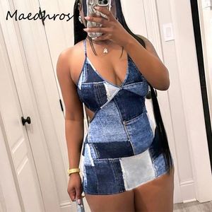 Robes décontractées cou lick counim imprimé sans dos backs femmes sexy bodycon mini robe de bal de vache féminine festival de fête d'anniversaire y2k