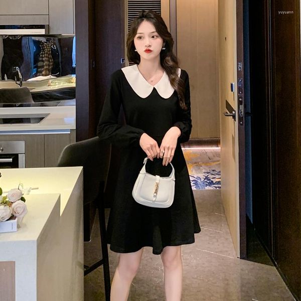 Robes décontractées Han Edition Of Fund 2023 Autumn Winters Is Sweet Doll Led Waist Woman Dress
