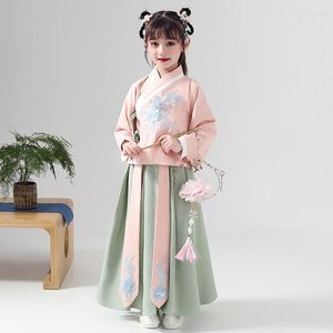 Vestidos casuales Han Fu Girls Traje antiguo Estilo chino Super Fairy Camisa de manga larga Falda Traje Tang