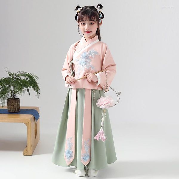 Robes décontractées Han Fu filles Costume ancien Style chinois Super fée chemise à manches longues jupe Tang Costume