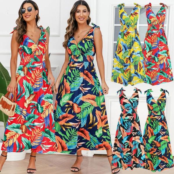 Vestidos casuales Hawaii Beach Falda 2024 Verano Comercio exterior Vestido de impresión Diseñador de mujeres europeas y americanas