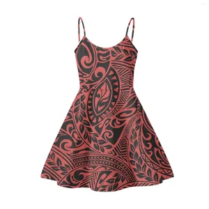 Robes décontractées Hawaii Polynesian Samoa Tribe Femme 2024 Tatouage Impression à thème Halter Robe Sexy Fashion Beach Surdimension