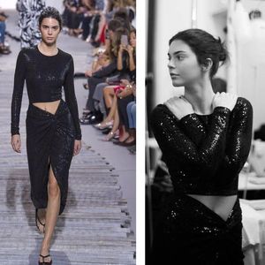 Robes décontractées Star de l'industrie lourde Kendall Jin Xiaomei Même automne et hiver Paillettes Robe à manches longues Fille