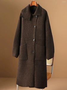 Robes décontractées haut de gamme 33 veste en tricot de design en laine pour le long manteau de la longueur artistique artistique de la longueur d'automne / hiver