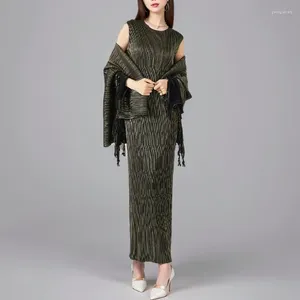 Casual jurken High-end banket Tassel bovenkleding Vest lange rok tweedelige set voor dames modieuze temperament formele jurk