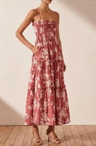 Vestidos informales de alta calidad 2023 Spring Women Fashion Designer Resort Style Sexy Sling Elástico Floral Impreso Midi de algodón original