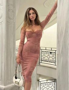 Casual jurken Hoogwaardige elegant 2024 voor vrouwen die sexy feestclub zomerse est mode drukken