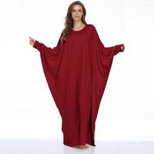 Robes décontractées Vêtements pour femmes de haute qualité Mode d'été Robe à manches chauve-souris Robe musulmane Minceur Grande taille longue
