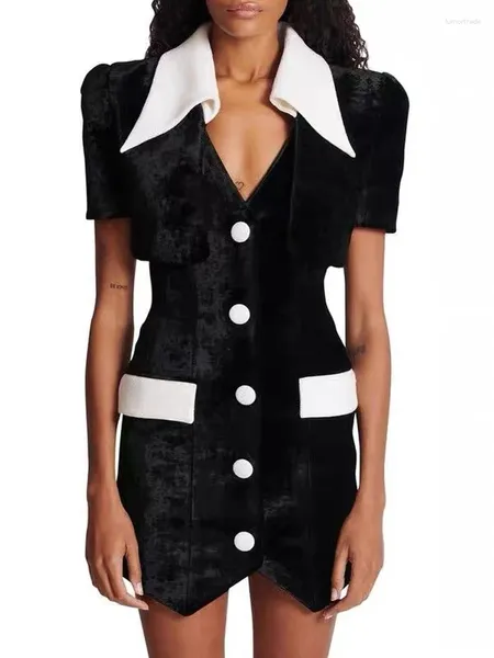 Robes décontractées High Street EST 2024 Designer Fashion Fashion Bloc de couleur blanche noir