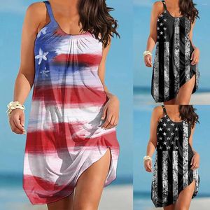 Casual jurken Hoge taille kledingbroek voor vrouwen Independence Day Fashion American 4 juli Elegant O Work Office